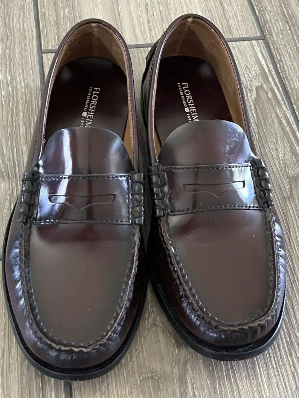 Florsheim BERKLEY Burgundy 17058-05 Slip On Penny Loafer Dress Shoes Mens 9.5 3E